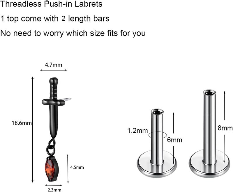 TOMIDES 1Pcs G23 Titanium Flat Back Earrings Studs 16g F136 Implant Grade Titanium Labrets Press Fit Threadless Push In Dainty Cartilage Helix Conch Lobe Lip Tragus Piercing Jewelry - Image 1